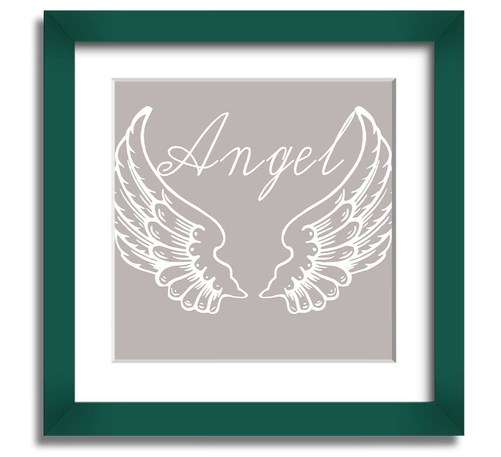 Angel Wings 4 Beige Square Framed Print with elegant design, ready to hang.