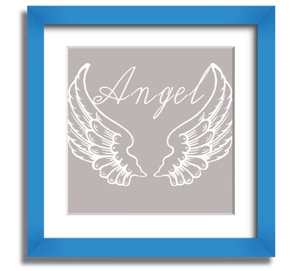 Angel Wings 4 Beige Square Framed Print with elegant design, ready to hang.