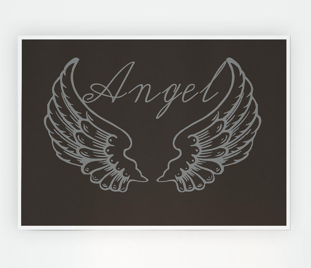 Angel Wings 4 Chocolate canvas poster featuring elegant angel wings design on high-quality canvas, ready for display or framing.