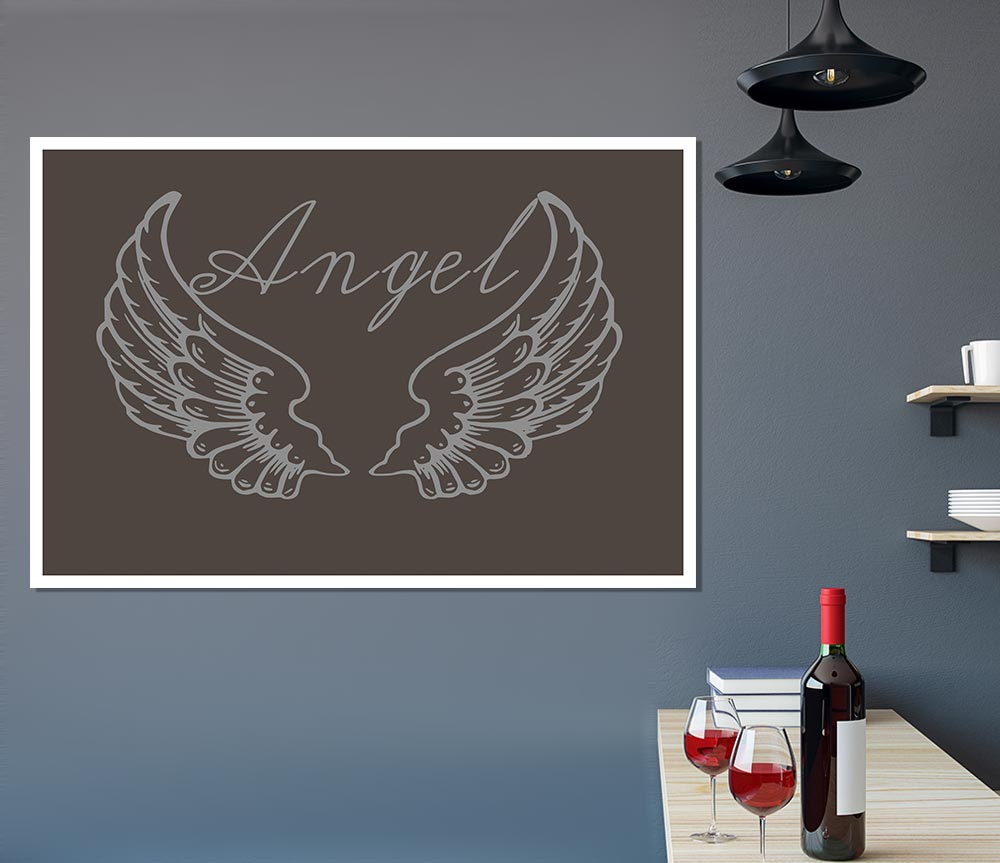 Angel Wings 4 Chocolate canvas poster featuring elegant angel wings design on high-quality canvas, ready for display or framing.