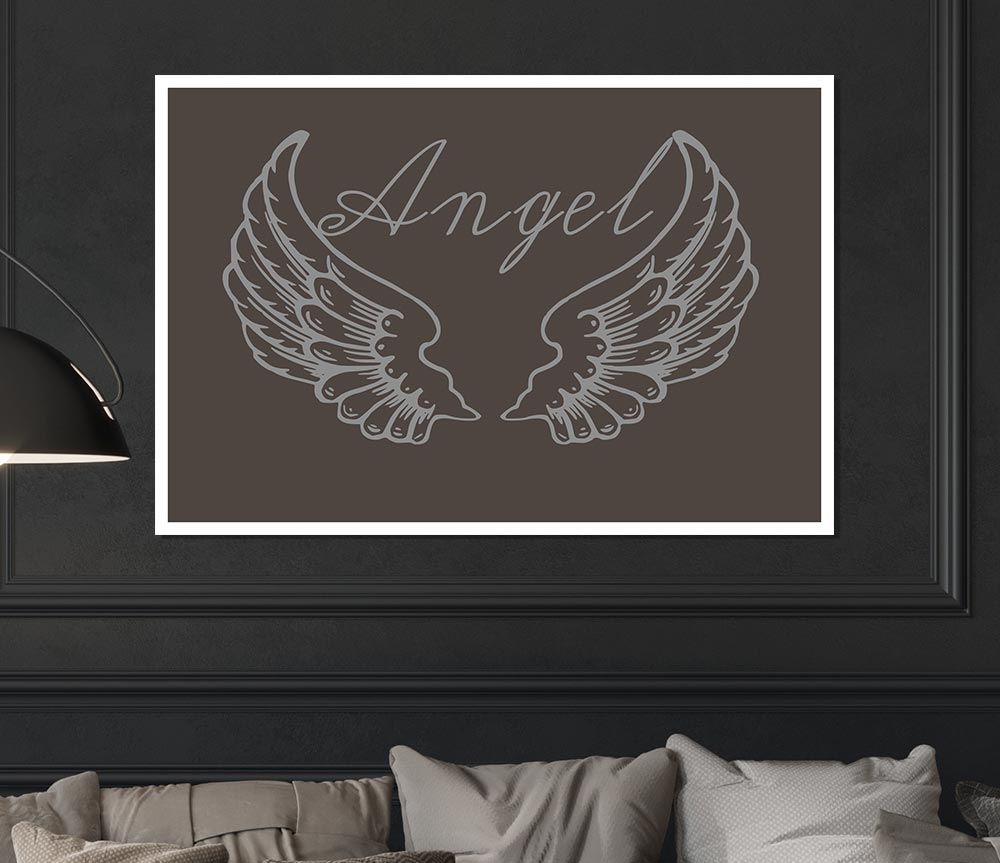 Angel Wings 4 Chocolate canvas poster featuring elegant angel wings design on high-quality canvas, ready for display or framing.