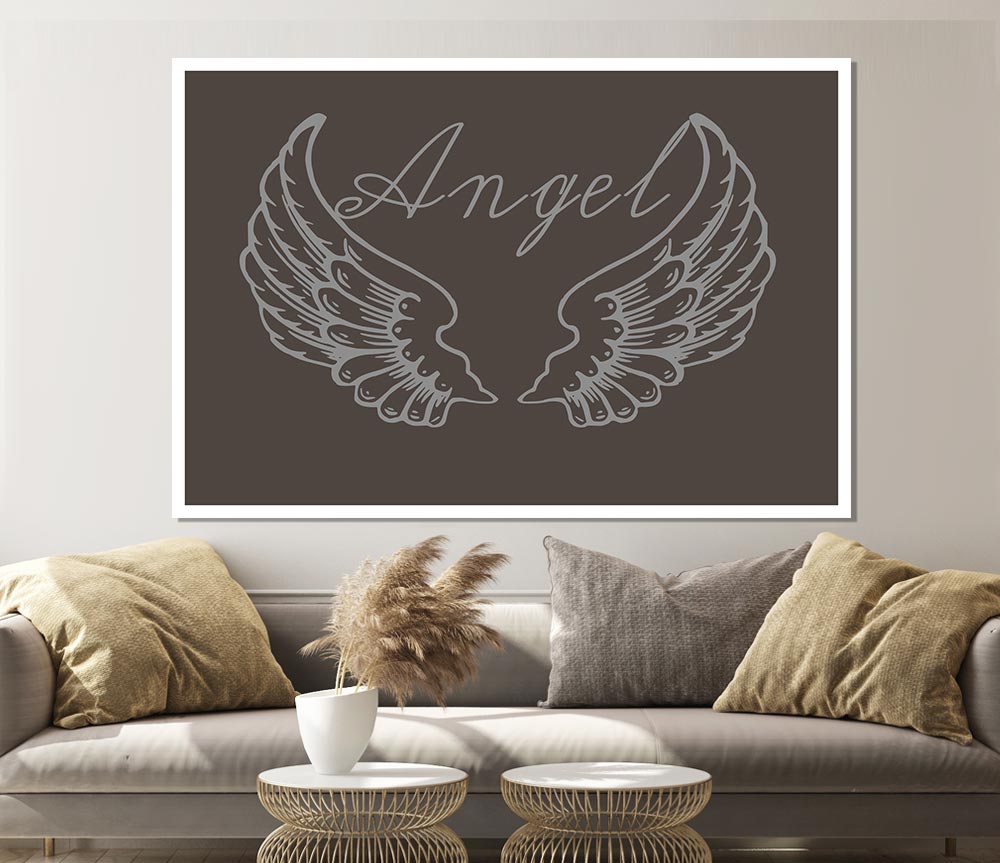 Angel Wings 4 Chocolate canvas poster featuring elegant angel wings design on high-quality canvas, ready for display or framing.