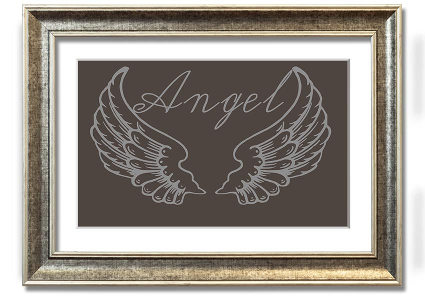 Angel Wings 4 Chocolate framed print with elegant design, available in various frame colors.