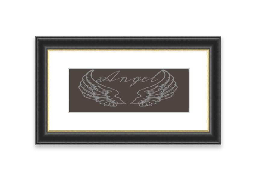 Framed print of Angel Wings 4 Chocolate, showcasing delicate wings design in a stylish frame.