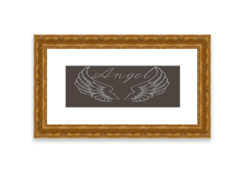 Framed print of Angel Wings 4 Chocolate, showcasing delicate wings design in a stylish frame.