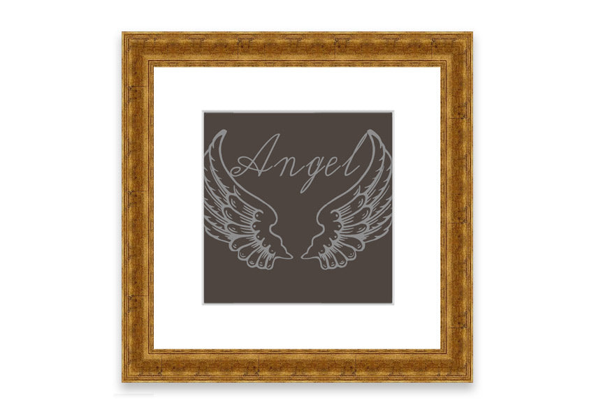 Framed print of Angel Wings 4 Chocolate, showcasing delicate wings design in a stylish frame.