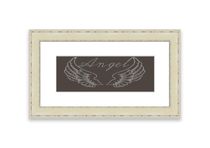 Framed print of Angel Wings 4 Chocolate, showcasing delicate wings design in a stylish frame.