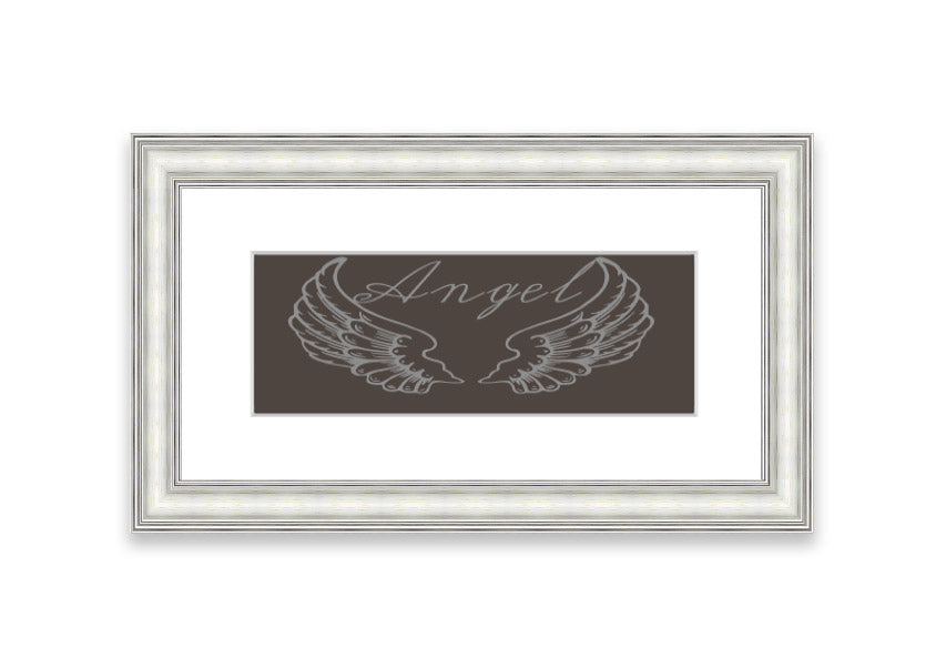 Framed print of Angel Wings 4 Chocolate, showcasing delicate wings design in a stylish frame.