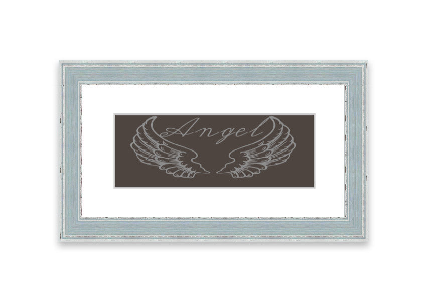 Framed print of Angel Wings 4 Chocolate, showcasing delicate wings design in a stylish frame.