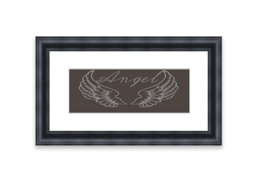 Framed print of Angel Wings 4 Chocolate, showcasing delicate wings design in a stylish frame.