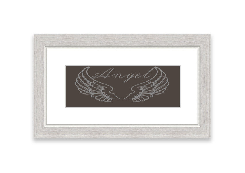 Framed print of Angel Wings 4 Chocolate, showcasing delicate wings design in a stylish frame.