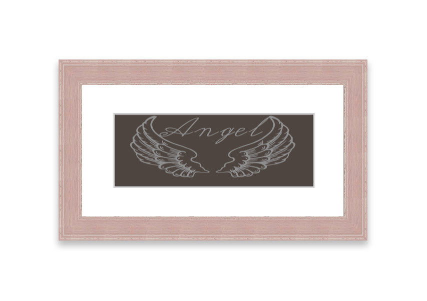 Framed print of Angel Wings 4 Chocolate, showcasing delicate wings design in a stylish frame.