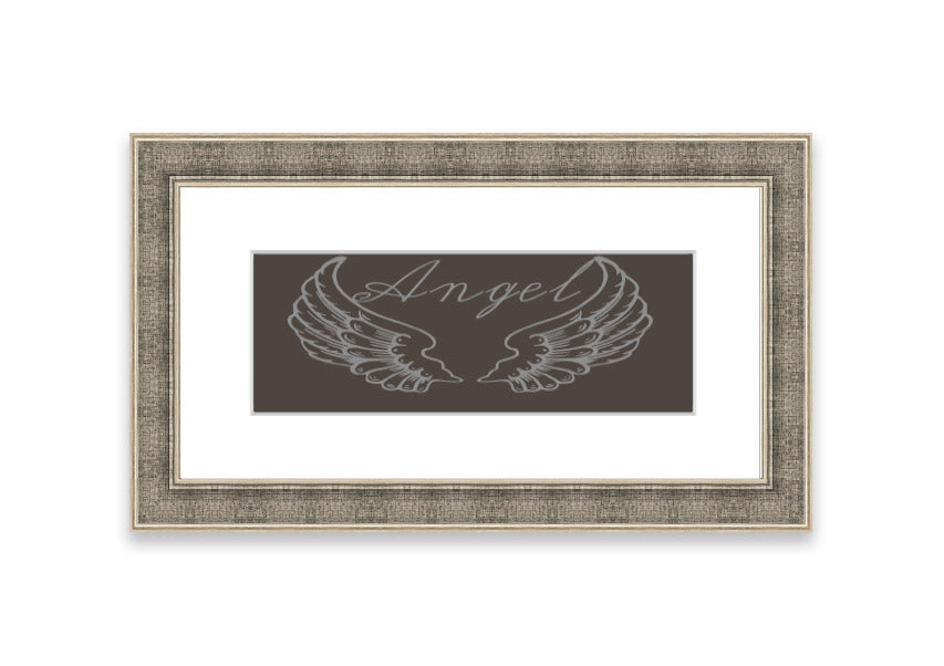 Framed print of Angel Wings 4 Chocolate, showcasing delicate wings design in a stylish frame.