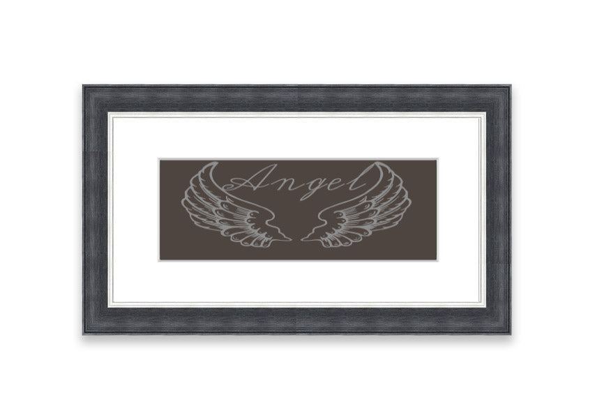 Framed print of Angel Wings 4 Chocolate, showcasing delicate wings design in a stylish frame.