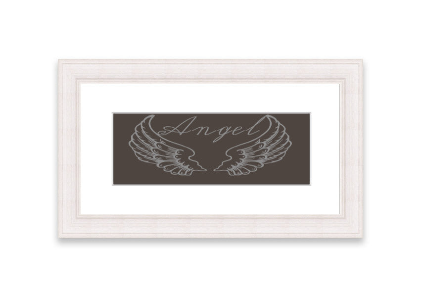 Framed print of Angel Wings 4 Chocolate, showcasing delicate wings design in a stylish frame.