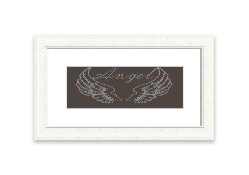 Framed print of Angel Wings 4 Chocolate, showcasing delicate wings design in a stylish frame.