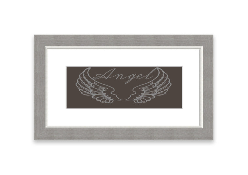 Framed print of Angel Wings 4 Chocolate, showcasing delicate wings design in a stylish frame.