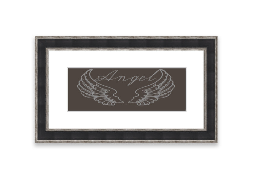 Framed print of Angel Wings 4 Chocolate, showcasing delicate wings design in a stylish frame.