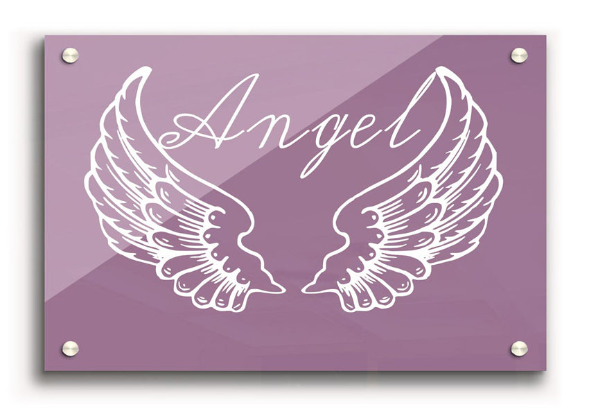 Angel Wings 4 Dusty Pink acrylic print showcasing delicate dusty pink design on 5mm thick acrylic glass, ready to hang.