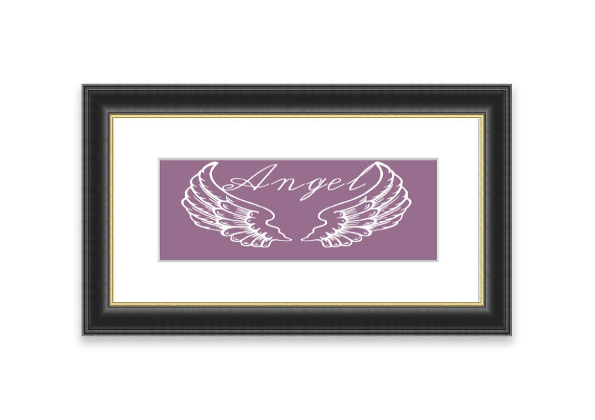 Angel Wings 4 Dusty Pink framed print showcasing delicate angel wings in a soft dusty pink color, elegantly framed and ready to hang.