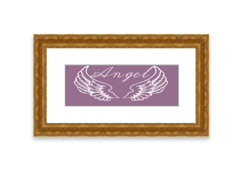 Angel Wings 4 Dusty Pink framed print showcasing delicate angel wings in a soft dusty pink color, elegantly framed and ready to hang.