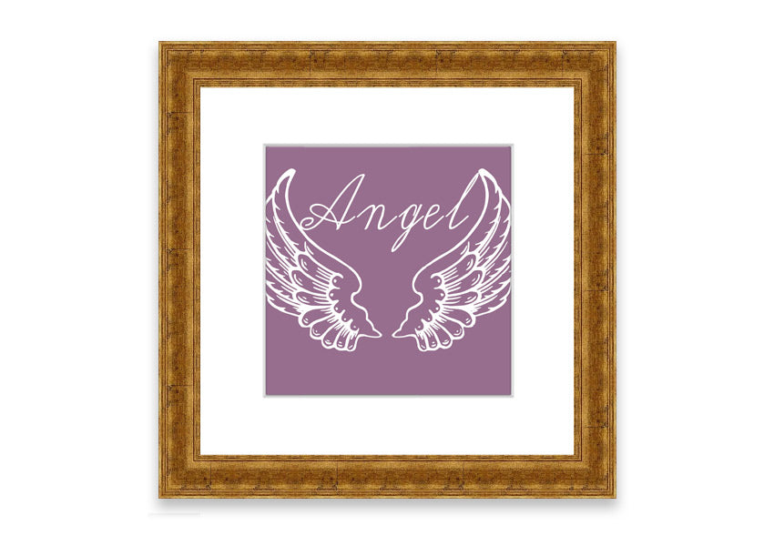 Angel Wings 4 Dusty Pink framed print showcasing delicate angel wings in a soft dusty pink color, elegantly framed and ready to hang.