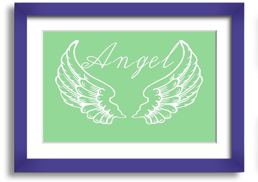 Angel Wings 4 Green framed print showcasing delicate angel wings design, available in various frame colors.