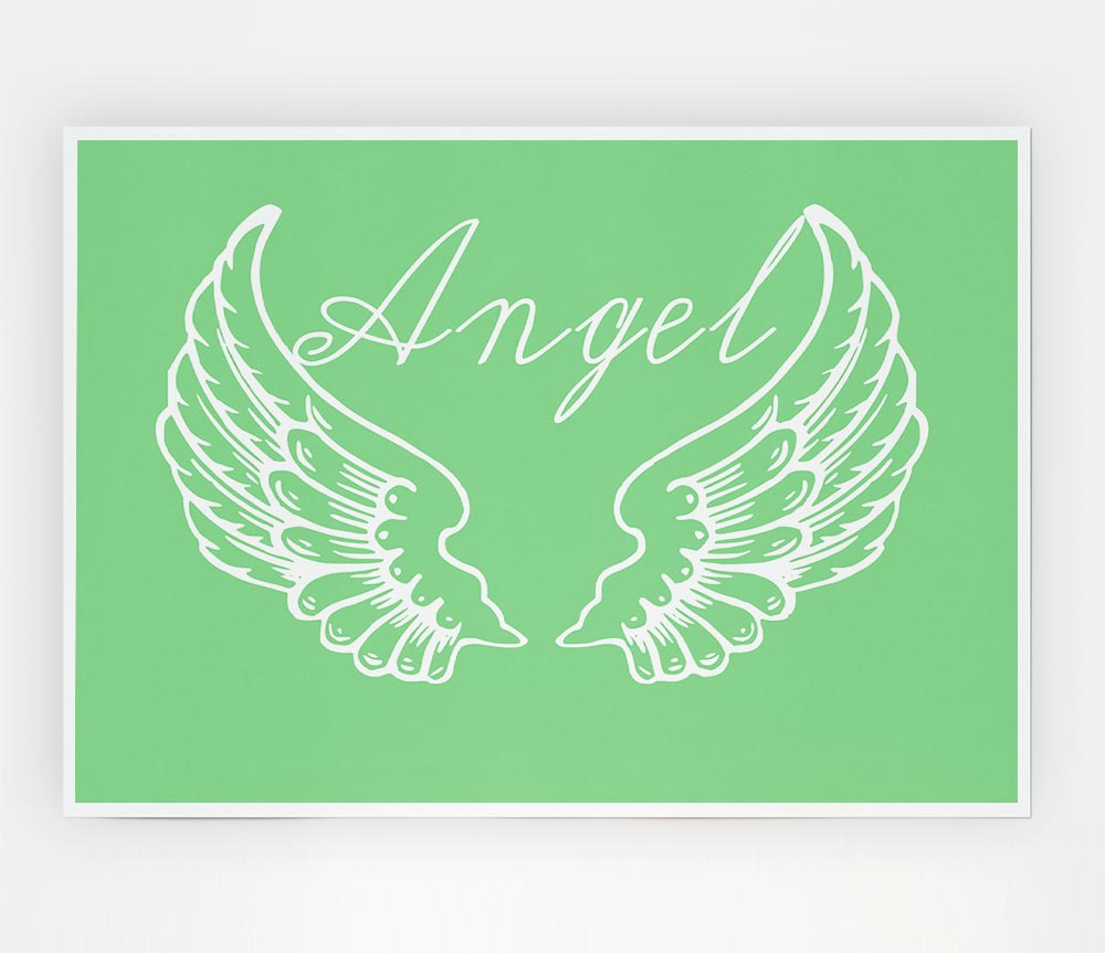 Angel Wings 4 Green poster on high-quality canvas featuring vibrant green wings design.