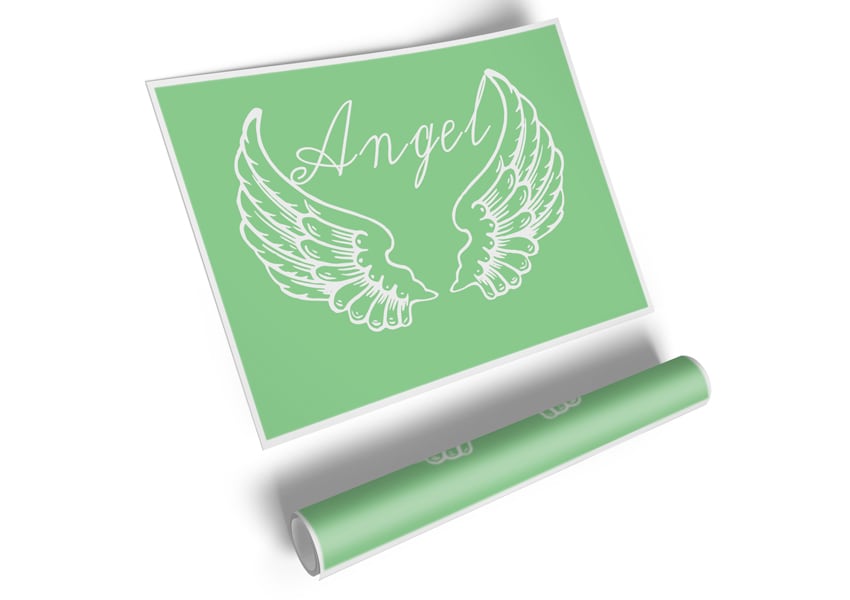 Angel Wings 4 Green poster on high-quality canvas featuring vibrant green wings design.