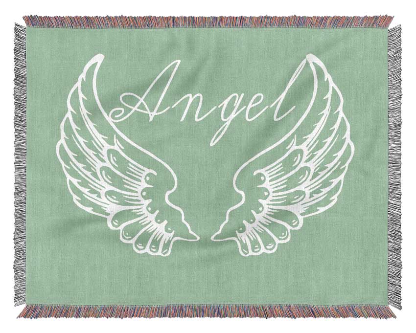 Angel Wings 4 Green throw blanket made from 100% cotton, featuring a thermal weave for breathability and a luxurious finish, perfect for home decor.