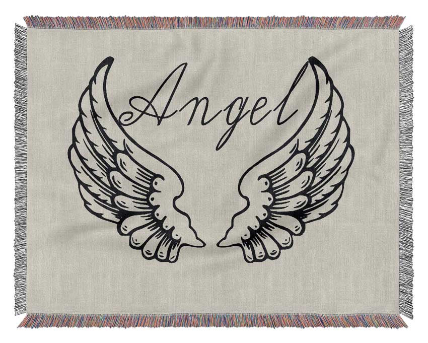 Angel Wings 4 Grey throw blanket made from 100% cotton, featuring a thermal weave for breathability and a luxurious finish, perfect for home decor.