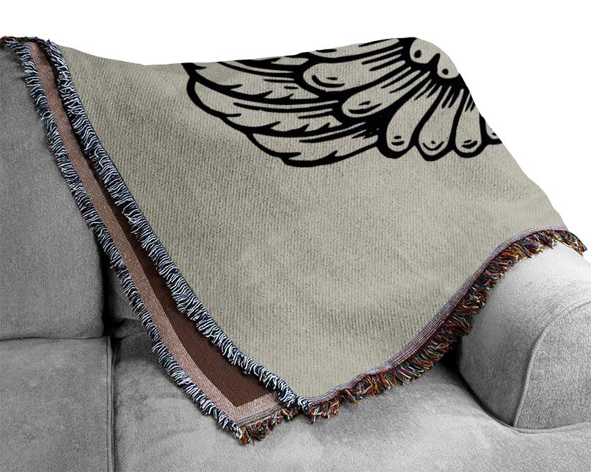 Angel Wings 4 Grey throw blanket made from 100% cotton, featuring a thermal weave for breathability and a luxurious finish, perfect for home decor.