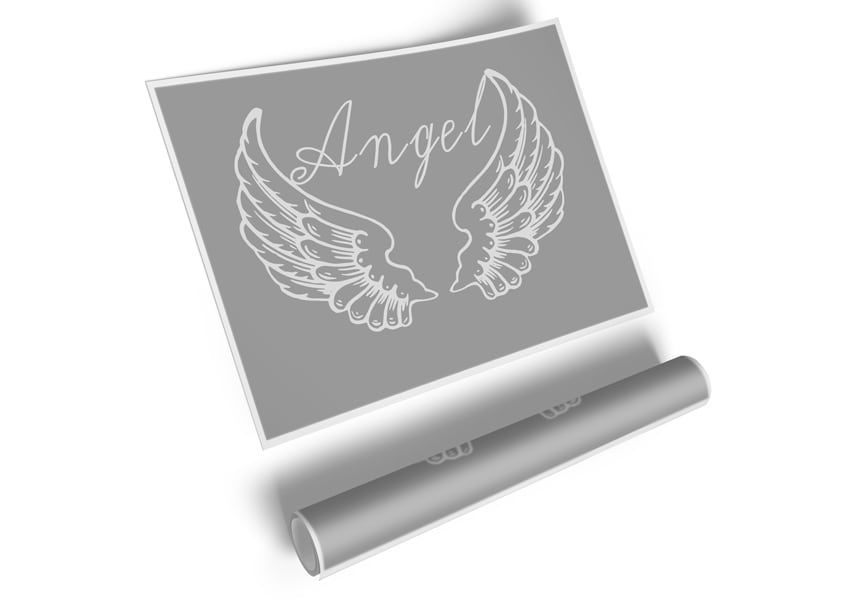 Angel Wings 4 Grey White canvas poster featuring elegant grey and white wings design, perfect for home decor.