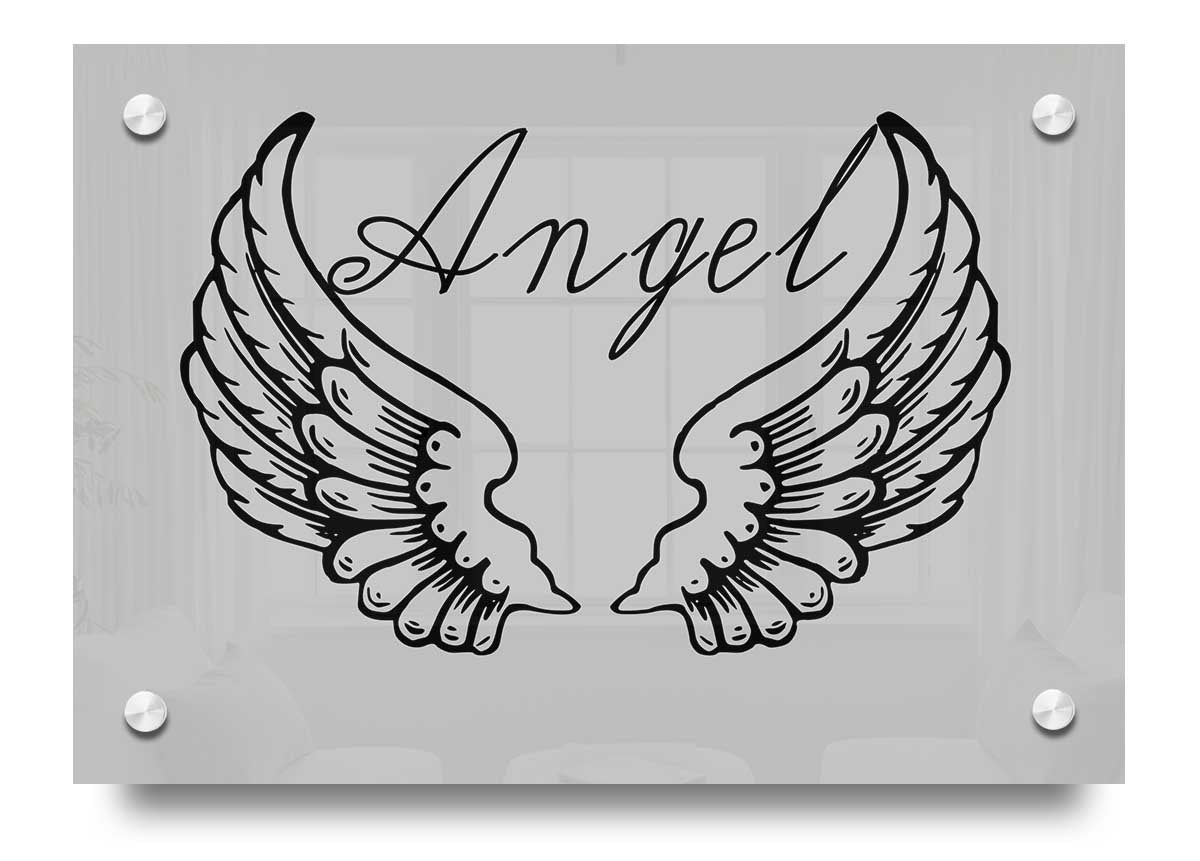 Angel Wings 4 Grey acrylic print on 5mm thick acrylic glass, showcasing delicate grey wings design.