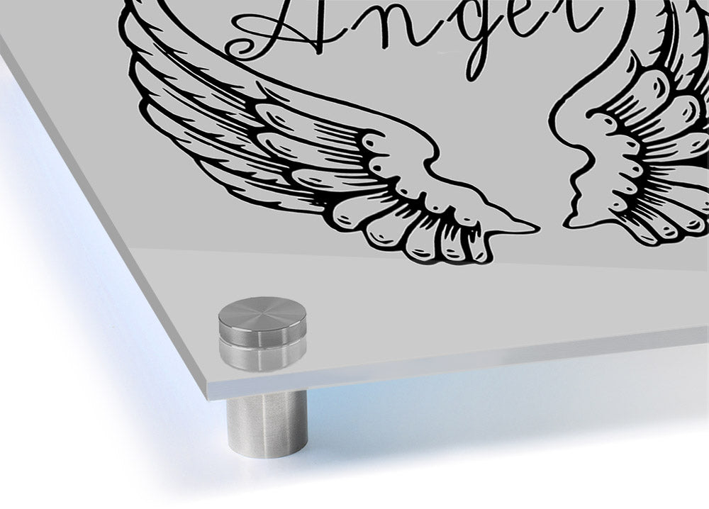 Angel Wings 4 Grey acrylic print on 5mm thick acrylic glass, showcasing delicate grey wings design.