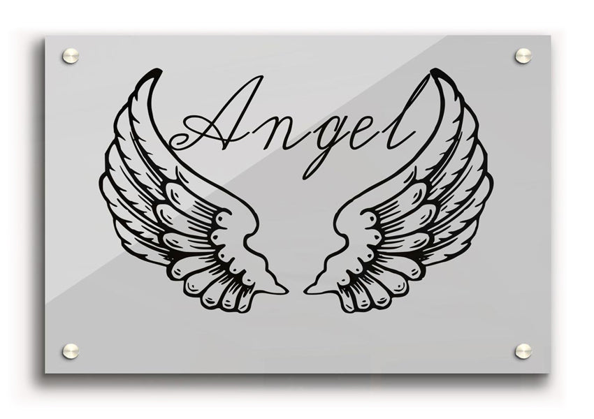 Angel Wings 4 Grey acrylic print on 5mm thick acrylic glass, showcasing delicate grey wings design.