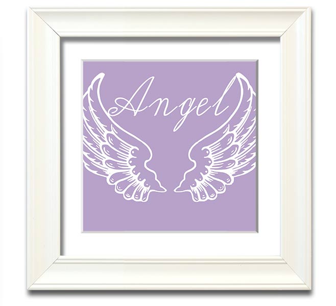 Angel Wings 4 Lilac Square Framed Print featuring delicate lilac angel wings design, ready to hang.