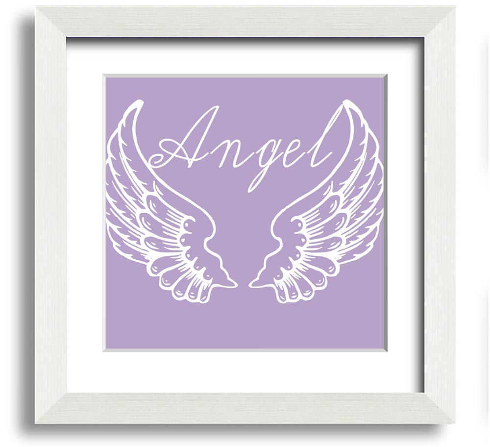 Angel Wings 4 Lilac Square Framed Print featuring delicate lilac angel wings design, ready to hang.