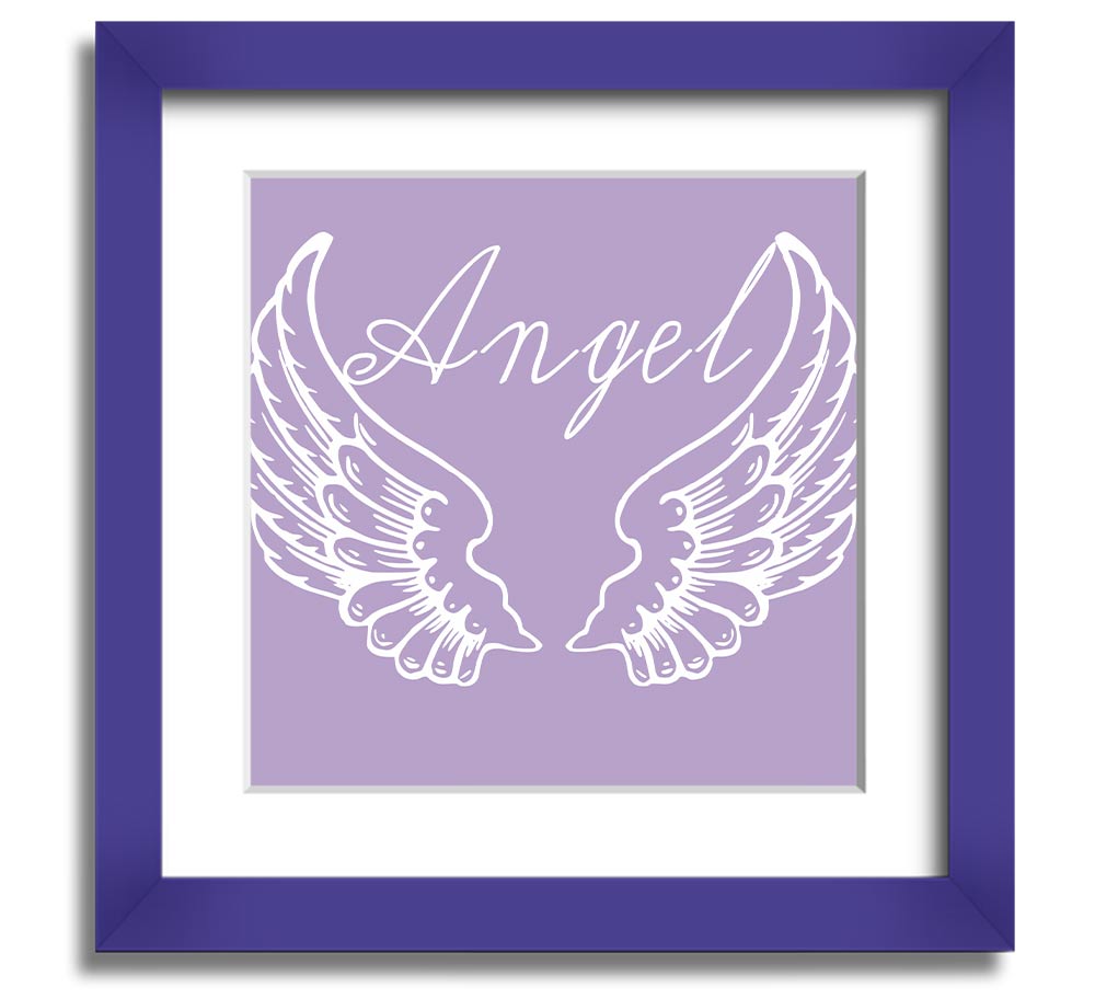 Angel Wings 4 Lilac Square Framed Print featuring delicate lilac angel wings design, ready to hang.