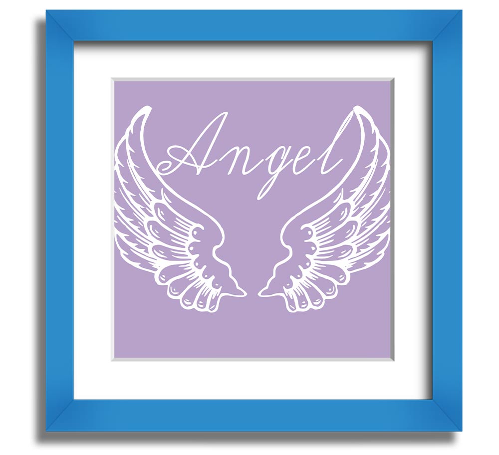 Angel Wings 4 Lilac Square Framed Print featuring delicate lilac angel wings design, ready to hang.