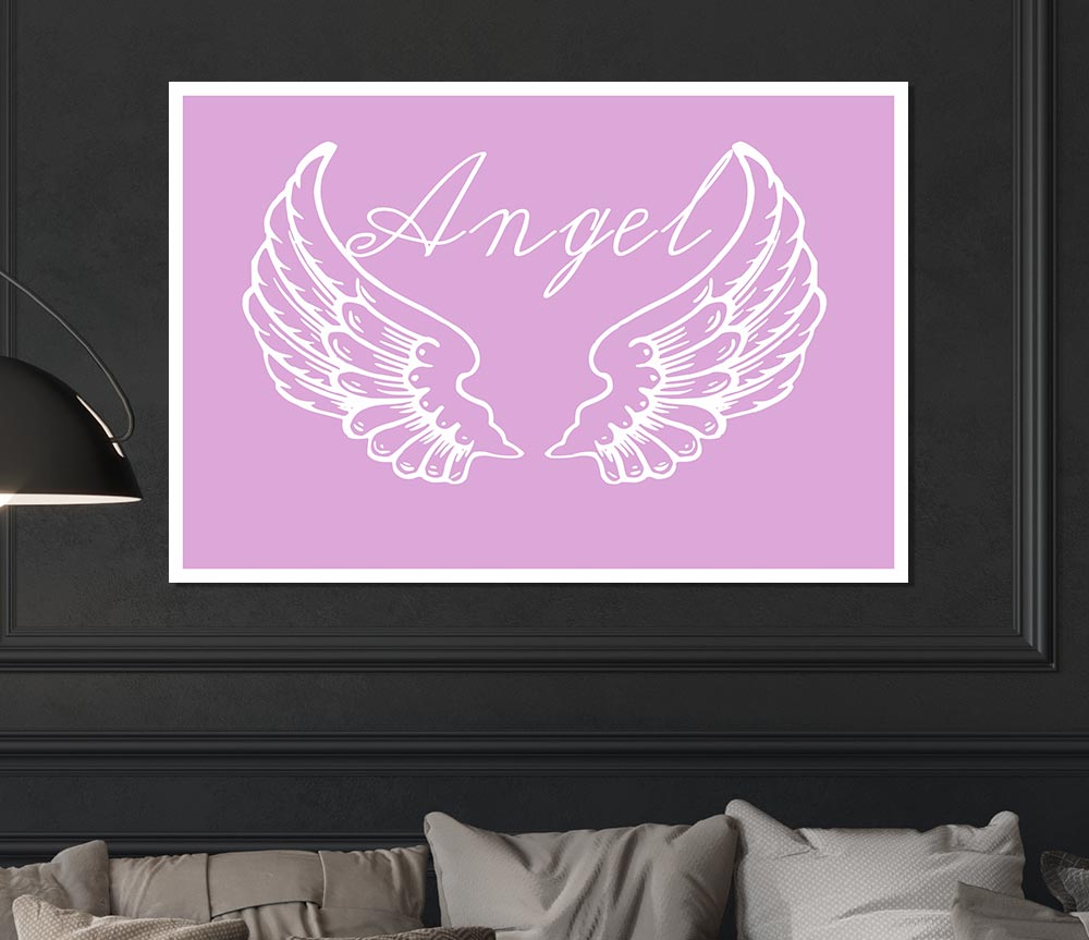 Angel Wings 4 Pink canvas poster featuring vibrant pink angel wings design on high-quality canvas.