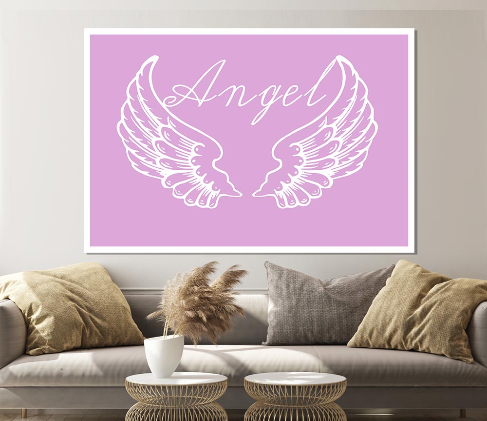 Angel Wings 4 Pink canvas poster featuring vibrant pink angel wings design on high-quality canvas.