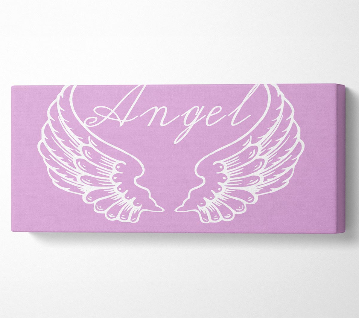 Angel Wings 4 Pink canvas art mounted on a box frame, featuring vibrant pink wings design.