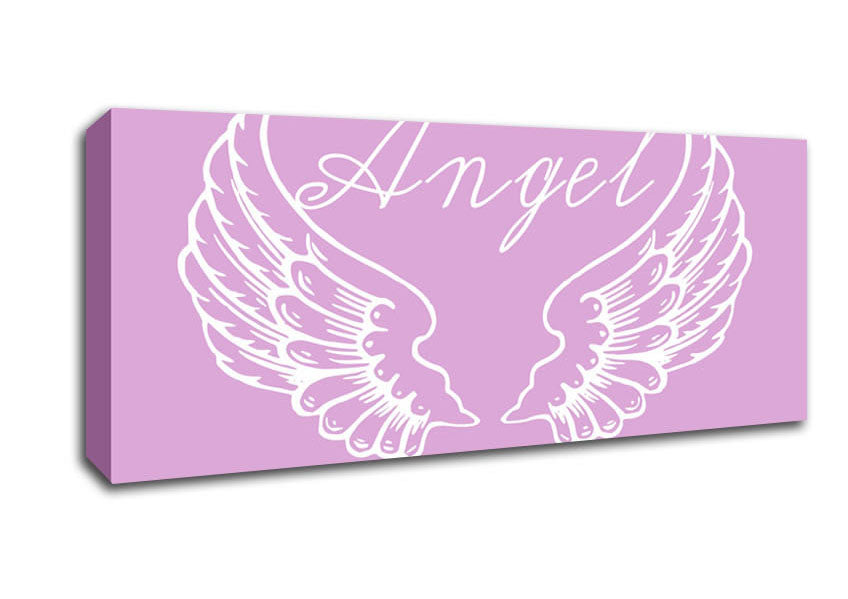 Angel Wings 4 Pink canvas art mounted on a box frame, featuring vibrant pink wings design.