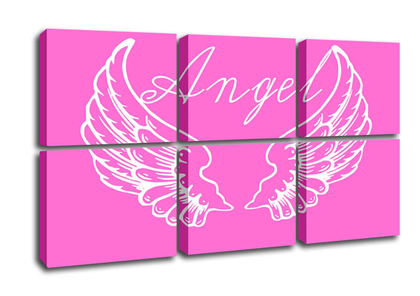 Angel Wings 4 Vivid Pink canvas art mounted on a sturdy box frame, featuring vibrant pink wings design.