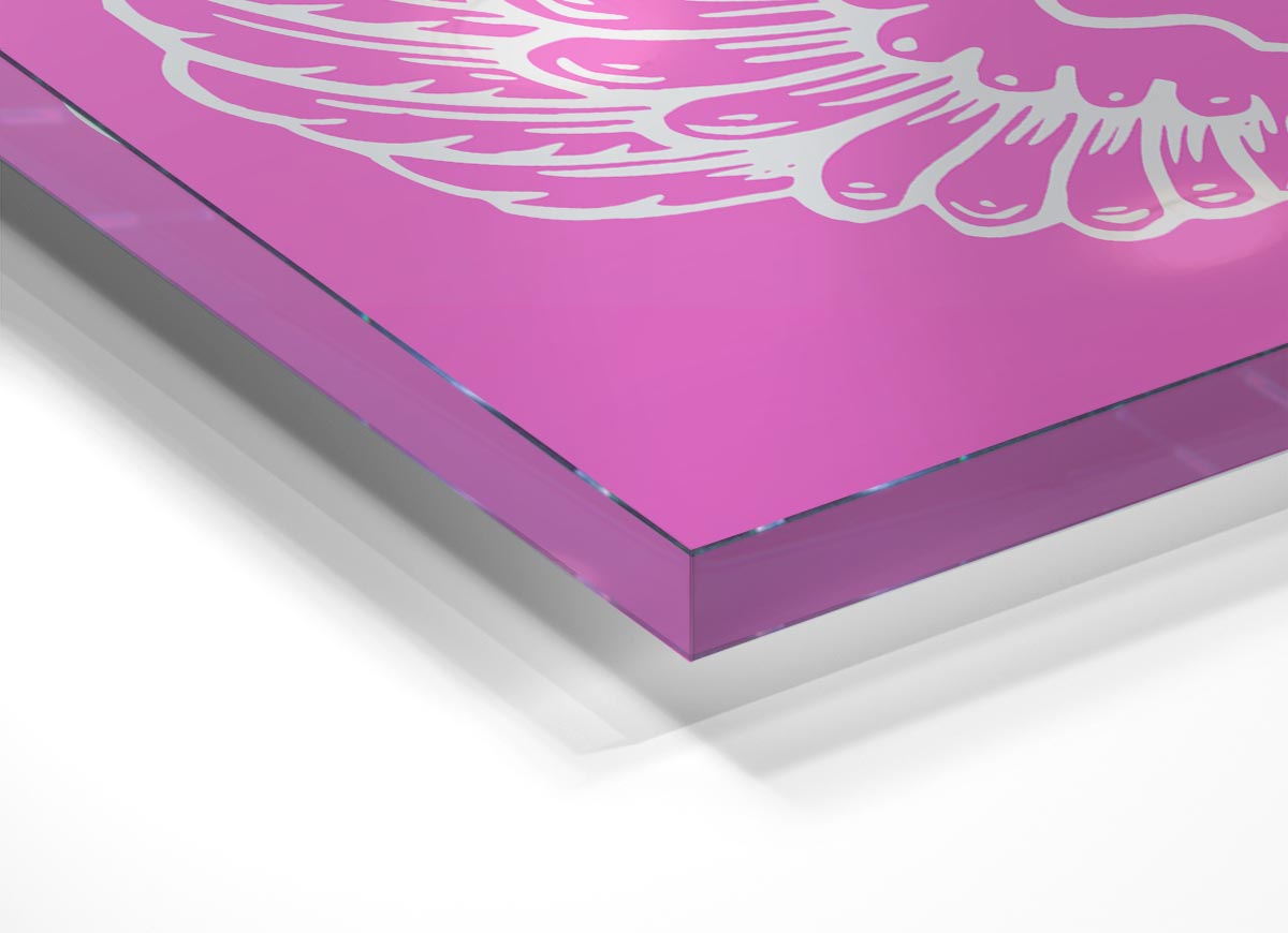 Angel Wings 4 Vivid Pink glass print featuring vibrant pink hues and modern design, perfect for home decor.