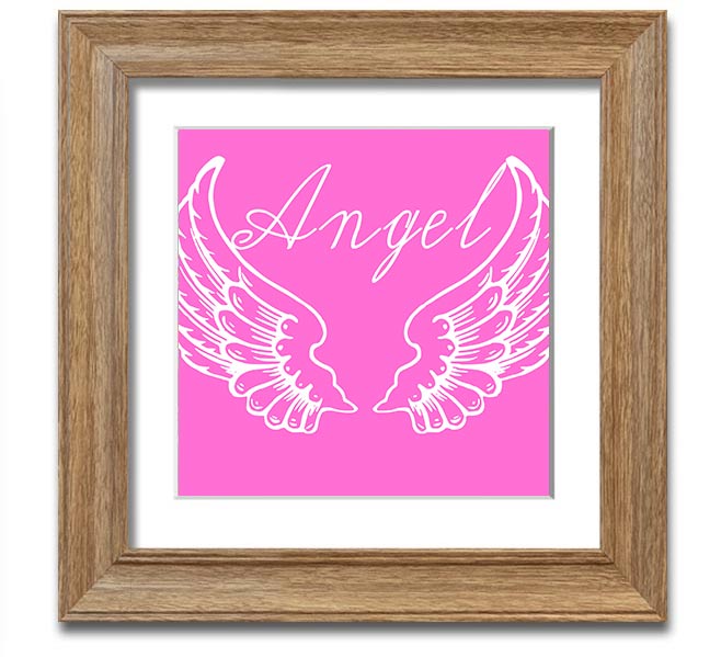 Angel Wings 4 Vivid Pink Square Framed Print showcasing vibrant pink colors, elegantly framed and ready to hang.