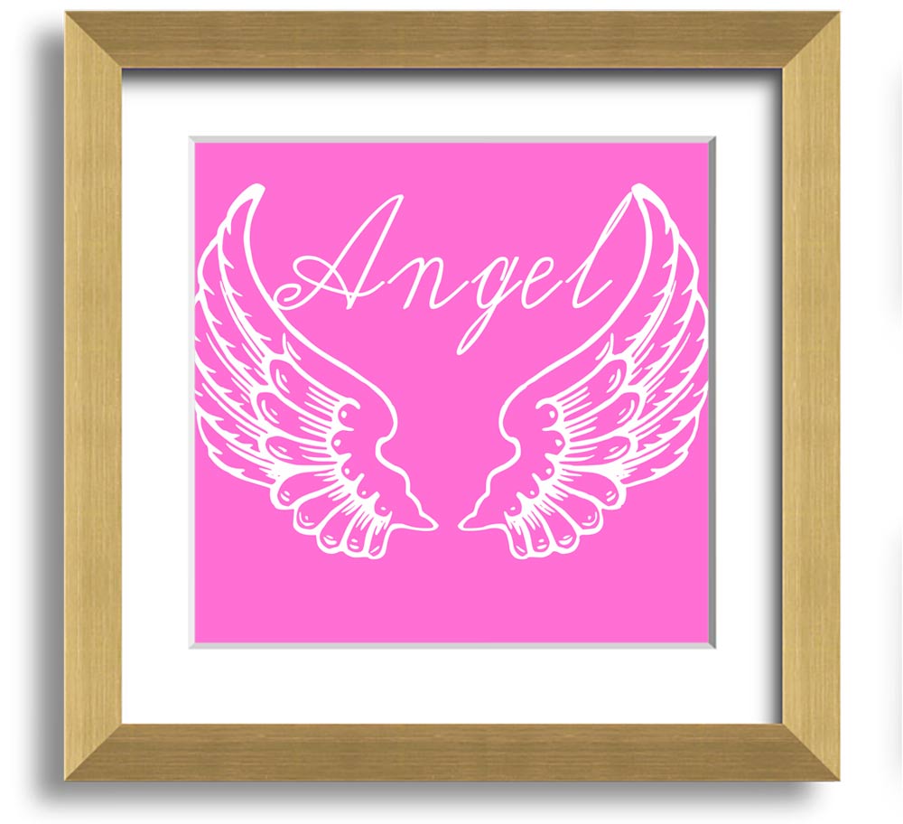 Angel Wings 4 Vivid Pink Square Framed Print showcasing vibrant pink colors, elegantly framed and ready to hang.