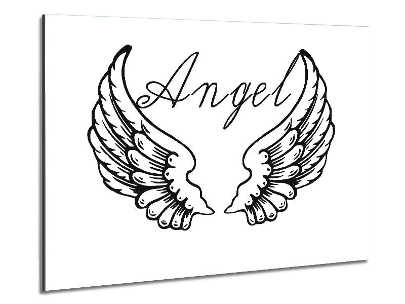 Angel Wings 4 White artwork printed on brushed aluminium dibond, showcasing elegant angel wings design in a modern style.