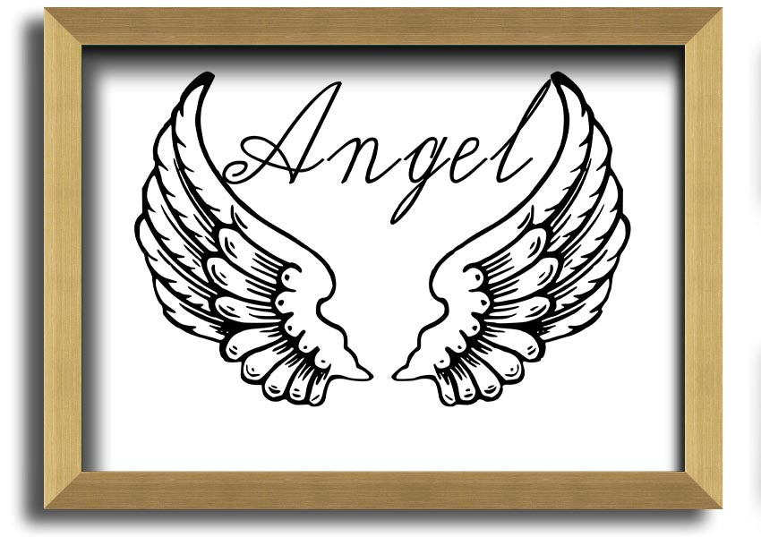 Angel Wings 4 White framed print showcasing delicate angel wings design, elegantly framed and ready to hang.